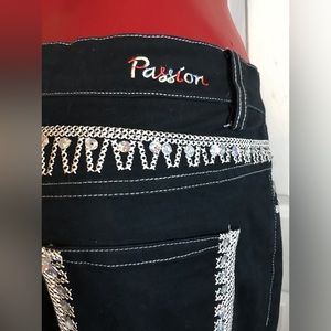 Passion Black Pants with Pockets And Embellishments M Wide Leg Woman’s